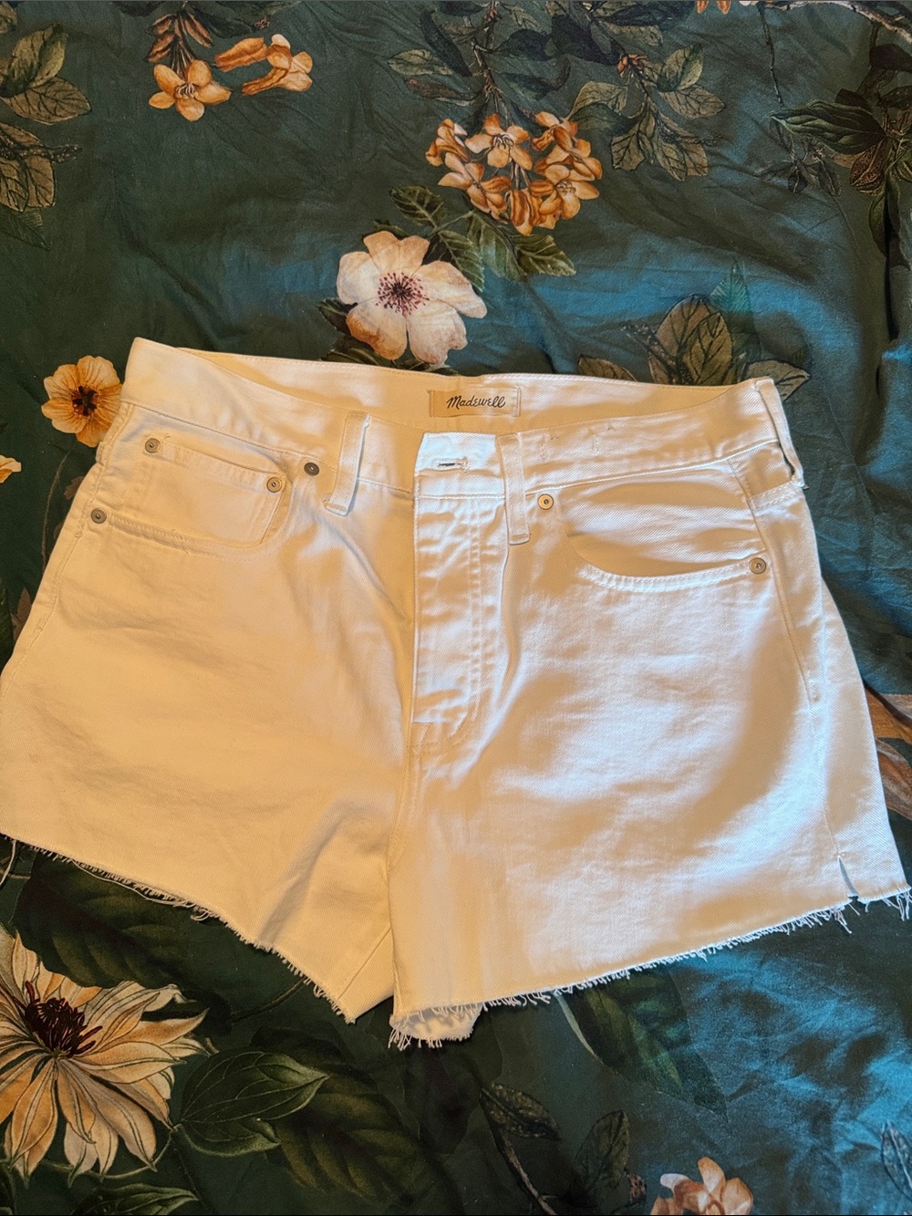 Madewell White Frayed Hem relaxed Denim Shorts